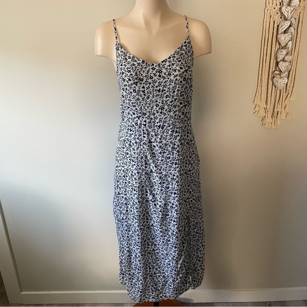 Harlow Cottagecore Ditsy Floral Tank Dress Midi Spring Summer Blue White XL